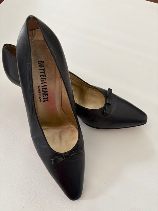 Bottega Veneta Vintage Women’s Shoes Low Heels Leather Pumps Black Size 9 - Picture 2 of 13
